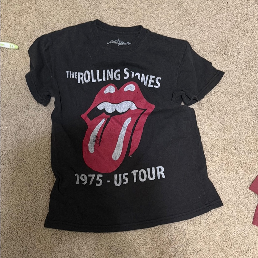 The Rolling Stones Black Kids' 1975 US Tour Tongue Graphic Tee
